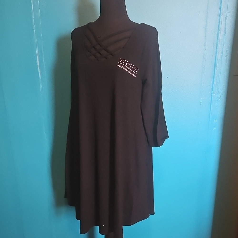 Scentsy Black Dress with Crisscross Detail